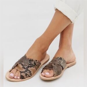 FREE PEOPLE Rio Vista Slide Sandal Brown Snake $68 Retail NEW